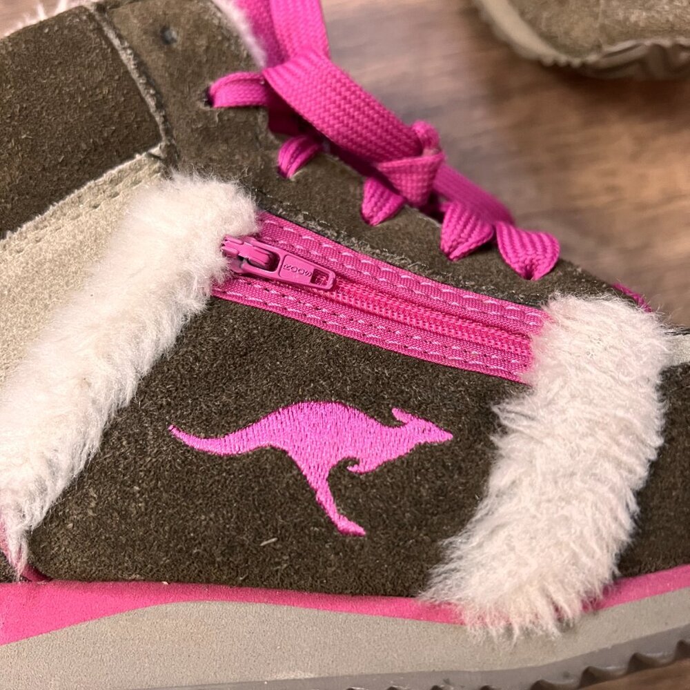 Kangaroos 'Roocicles' Leather Suede Pink High Top  Shearling Lined Snow Sneakers - Picture 5 of 11